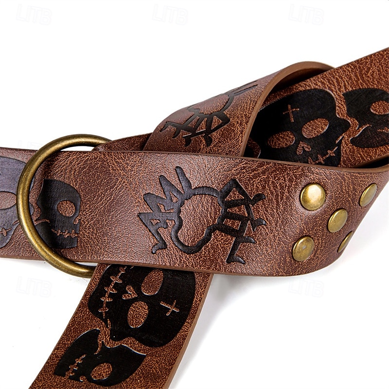 Herren Gürtel Hüftgurt Schwarz Braun PU Aleación Retro Einstellbar Totenkopf Motiv Kürbis Halloween Täglich 2025 - $14.99 –P5