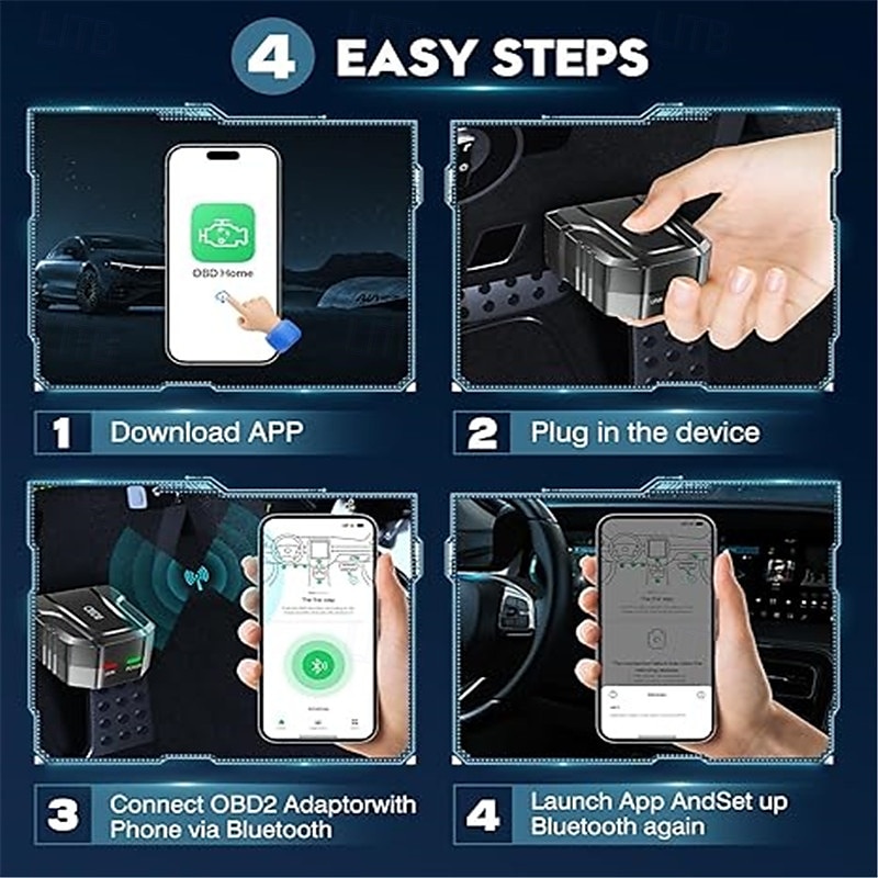 OBD2 Scanner Reader Bluetooth Wireless Auto Diagnostic Scan Tool for iOS & Android for Performance Test Bluetooth 5.4 Car Check Engine Car Code Reader Clear Error Code Live Data Reset Exclusive APP 2025 - $35.99 –P2