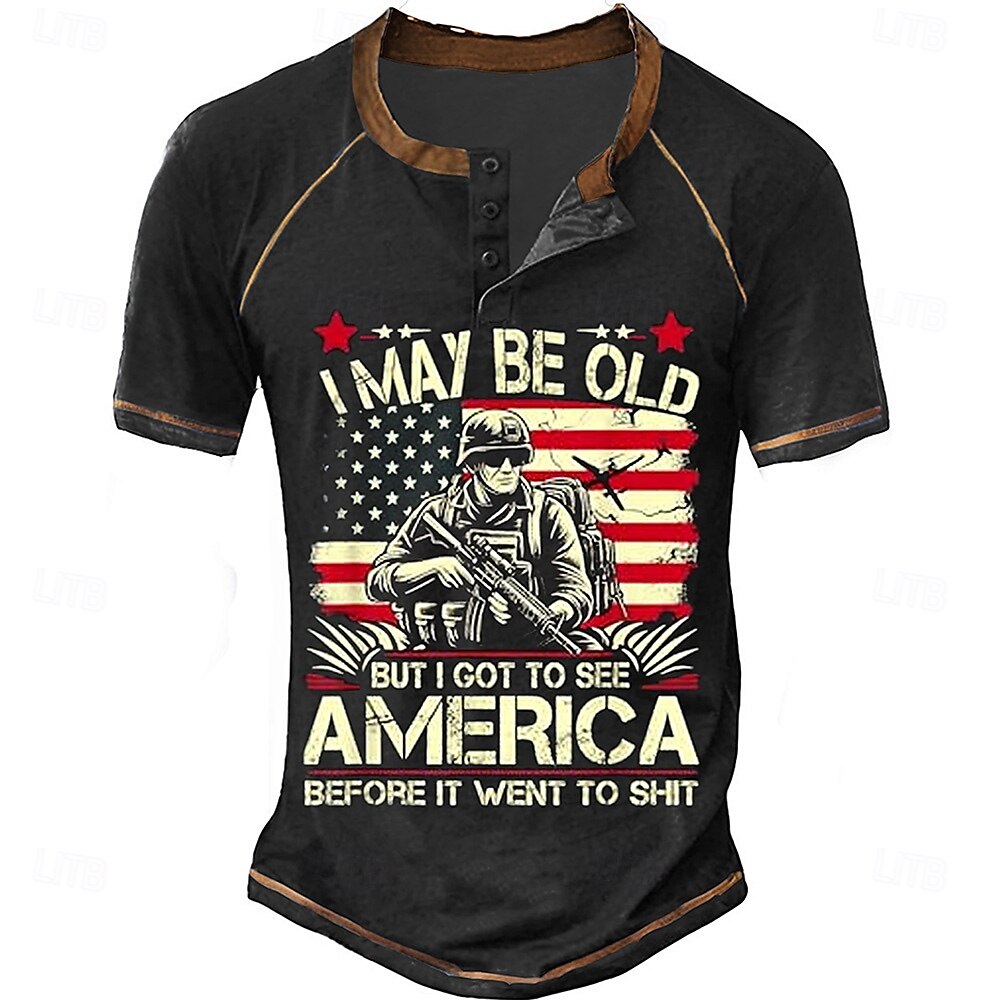 Męskie Halloween Flaga Koszula Henley Długi rękaw Nadruk Codzienny Urlop Codzienny Wiosna i jesień Czarny Zielony Ciemnoniebieski Henley Koszulka Henley 2025 - $22.99 –P5