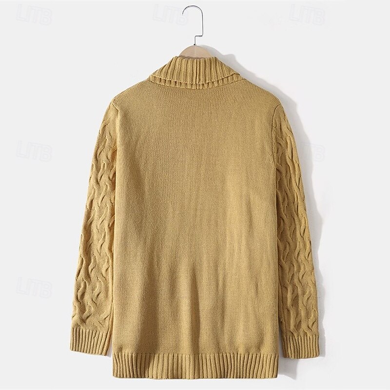 Herre Beskjærte genser Cardigan Genser Riflet Strikke Normal Knepp opp Lomme Fargeblokk V-hals Årgang Klassisk Dagligdagstøy Stevnemøte Klær Høst vinter Millitærgrønn Svart S M L 2025 - $44.99 –P7