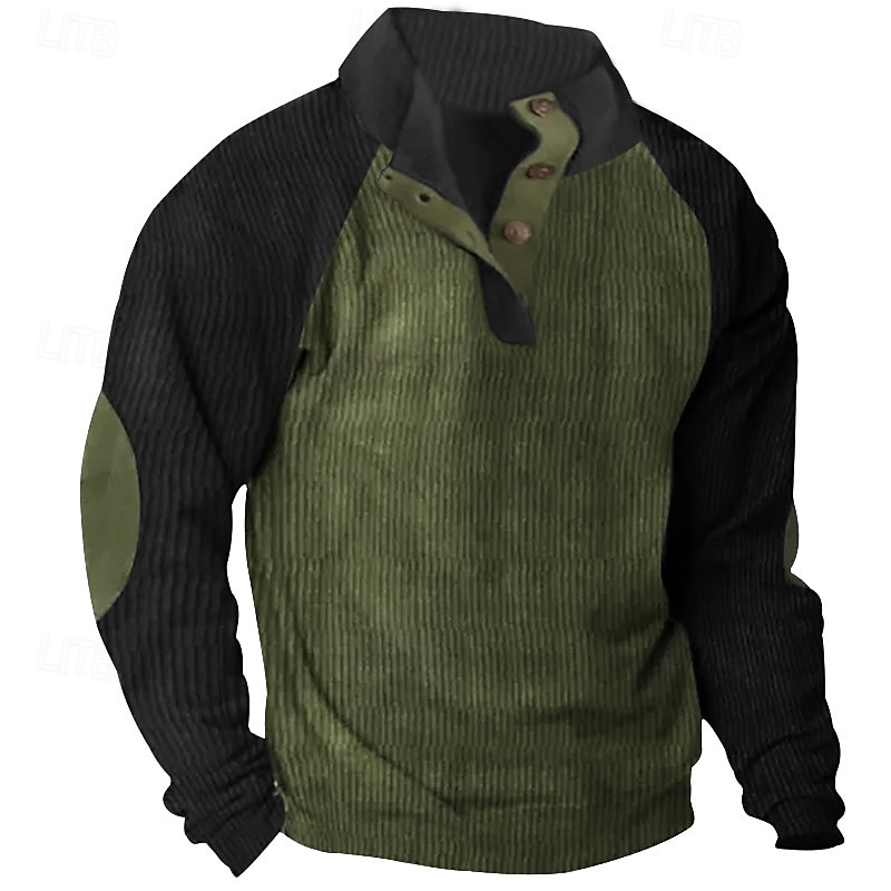Hombre Sudadera Sudadera con un cuarto de cremallera Albaricoque Negro Vino Verde Ejército Rojo Media cremallera Bloque de color Deporte Diario Festivos Pana Ropa de calle Básico Casual Primavera 2025 - $23.99 –P7