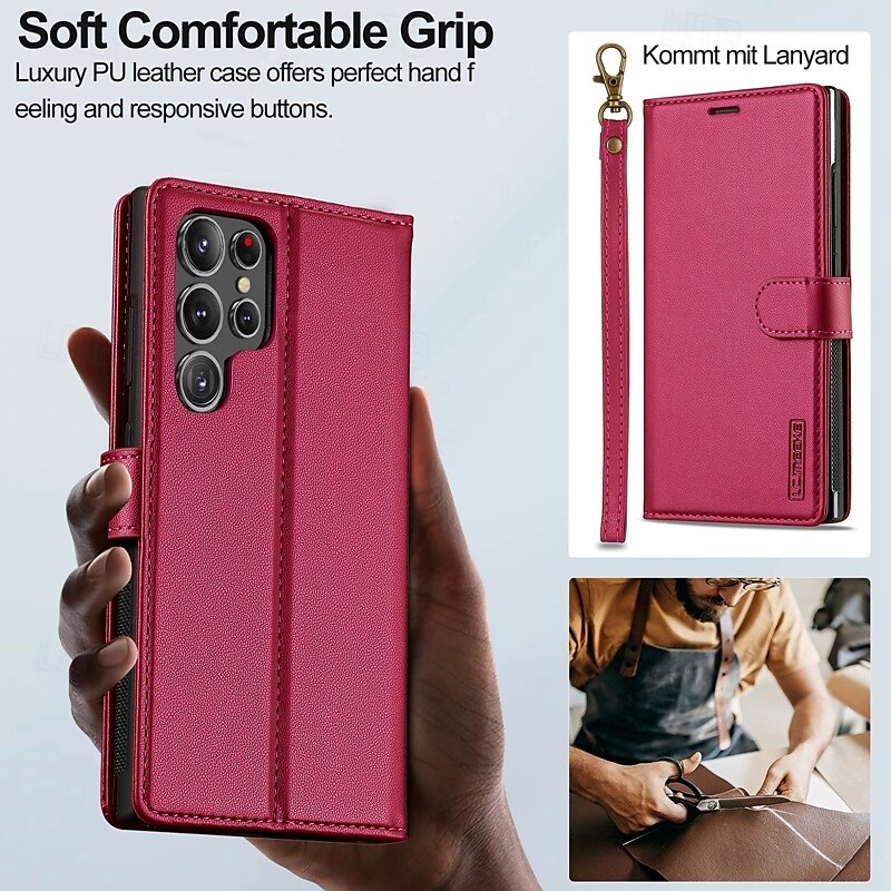 Phone Case For Samsung Galaxy S24 Ultra Plus S23 Ultra Plus S22 Plus  Ultra S21 FE A55 A35 A25 A15 5G A54 A34 A14 S20 FE S25 Ultra Back Cover Wallet Case with Stand Holder Detachable with Wrist Strap 2025 - $21.99 –P13