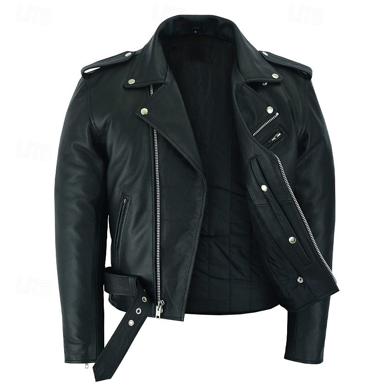 Herr Imitationsläderjacka Övergångsjacka Kappa Bikerjacka Dagligen Friluftskläder Vindtät Ficka Vår & Höst Slät Punk Ledigt Kavajslag Normal Svart Vin Blå Brun Jacka 2025 - $45.99 –P5