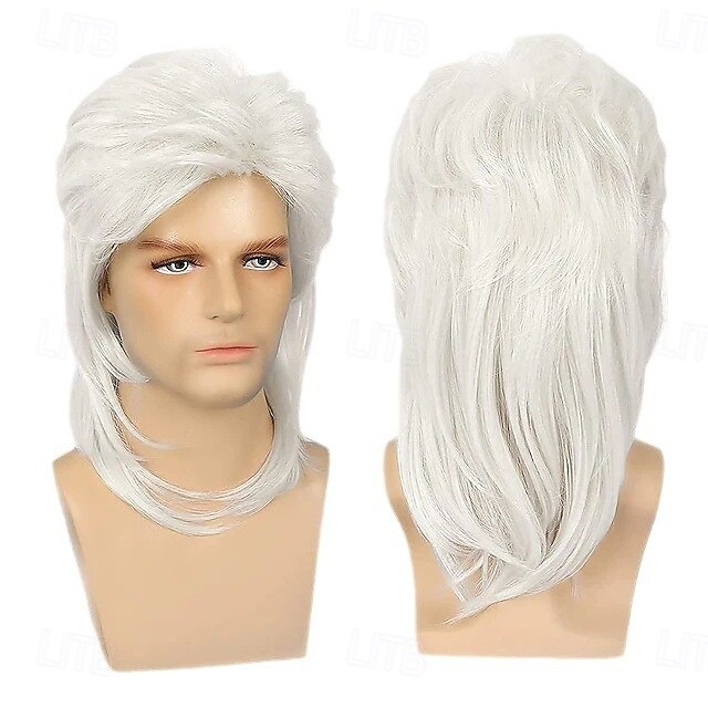 Mullet Wigs for Men, 80S Long Hair Curly Wig 70S Curly Disco Punk Rock Ginger Wig for Carnival Cosplay Party 2025 - $17.49 –P5