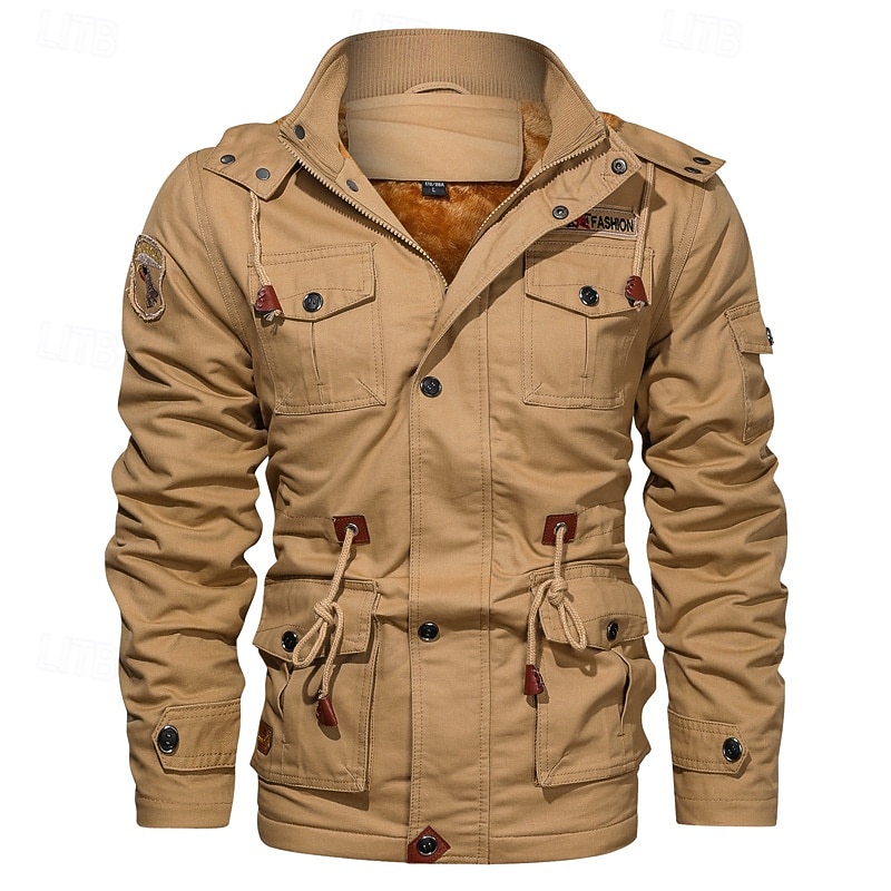 Hombre Chaqueta Softshell Chaqueta para senderismo Invierno Al aire libre Forro Polar Templado Chaqueta cortavientos Viaje Negro Verde Ejército Caqui 2025 - $59.99 –P2
