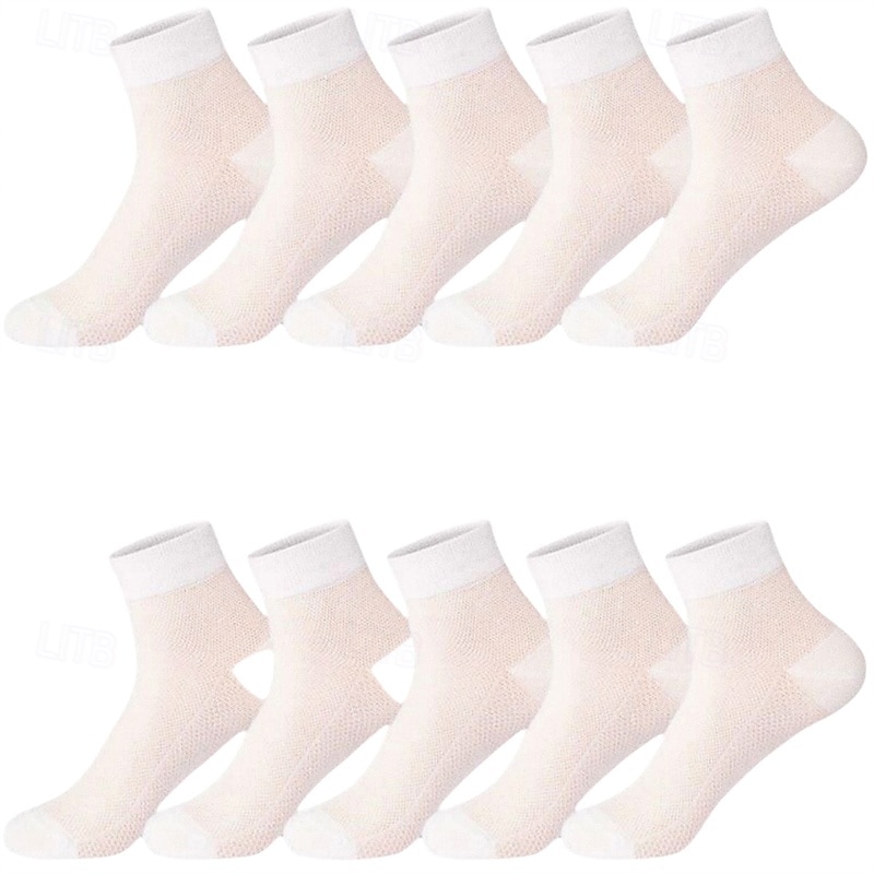 Herr 5 par Multipack Socka Löparstrumpor Vardagliga strumpor Svart Vit Färg Slät Sport & Utomhus Dagligen Semester Grundläggande Medium Vår Höst Mode Ledigt 2025 - $3.99 –P7