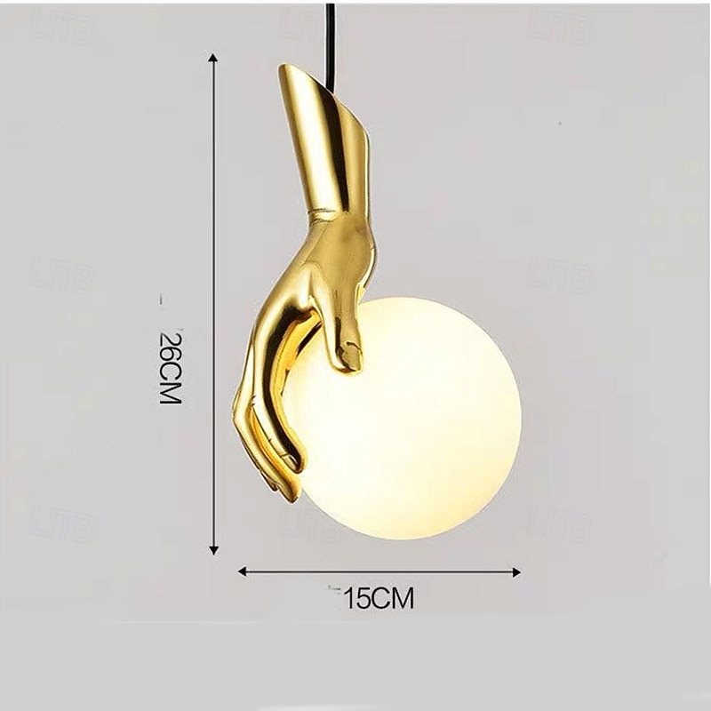 LED Pendant Light Warm White 15cm 1-Light Creative Luxury White Glass Shade Globe Golden Hand G4 Modern Pendant Lantern Design for Bedroom Dining Room 110-240V 2026 - $189.99 –P7