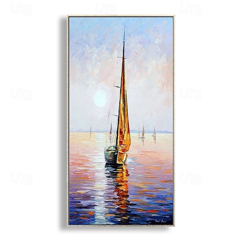 Peinture à l'huile faite à la main abstraite voilier toile art peintures à la main nautique peinture à l'huile sur toile grand voilier peintures mur art moderne paysage marin peinture pour chambre de 2025 ? $66.99 –P4