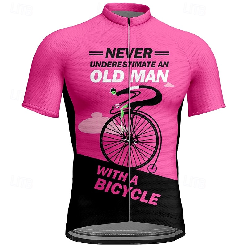 Men's Cycling Jersey Letter & Number Short Sleeve Bike Tee Tshirt Jersey with 3 Rear Pockets Mountain Bike MTB Quick Dry Anatomic Design Wicking Breathable Sports Pink Red Green Clothing Apparel 2026 - $30.99 –P9