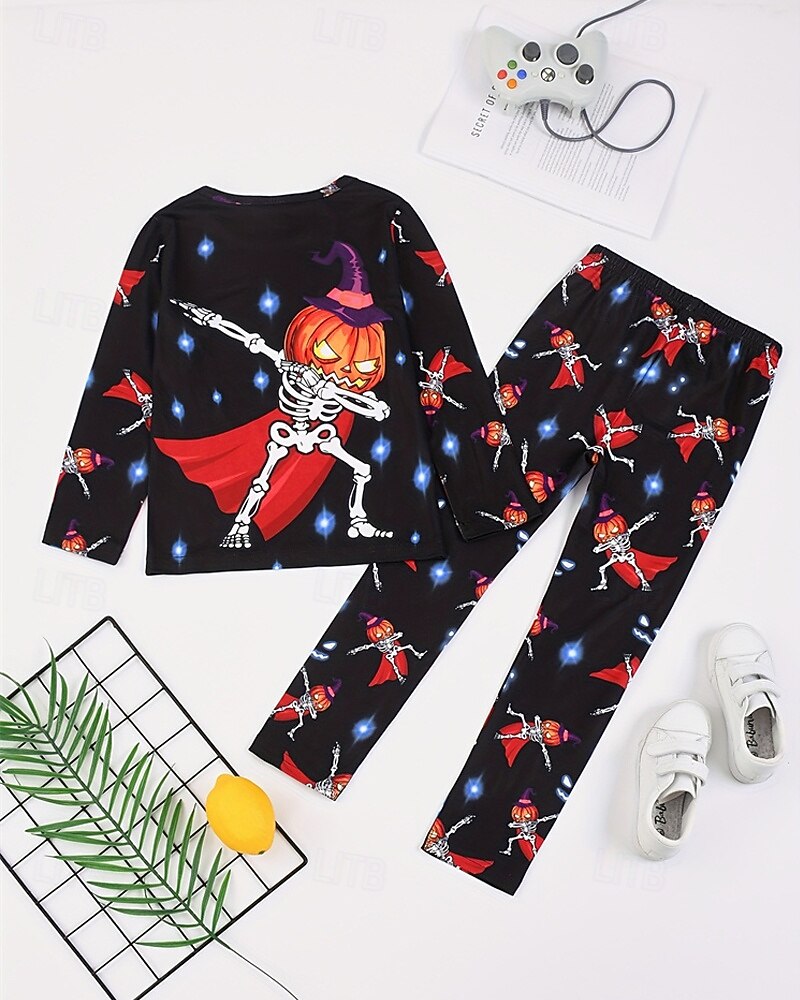 Para Meninos 3D Abóbora Conjuntos de pijama Conjuntos de pijama com camiseta e calça Manga Longa Impressão 3D Outono Inverno Ativo Básico Poliéster Infantil 4 anos + Gola Redonda Casa Diário Normal de 2025 por $16.49 –P4