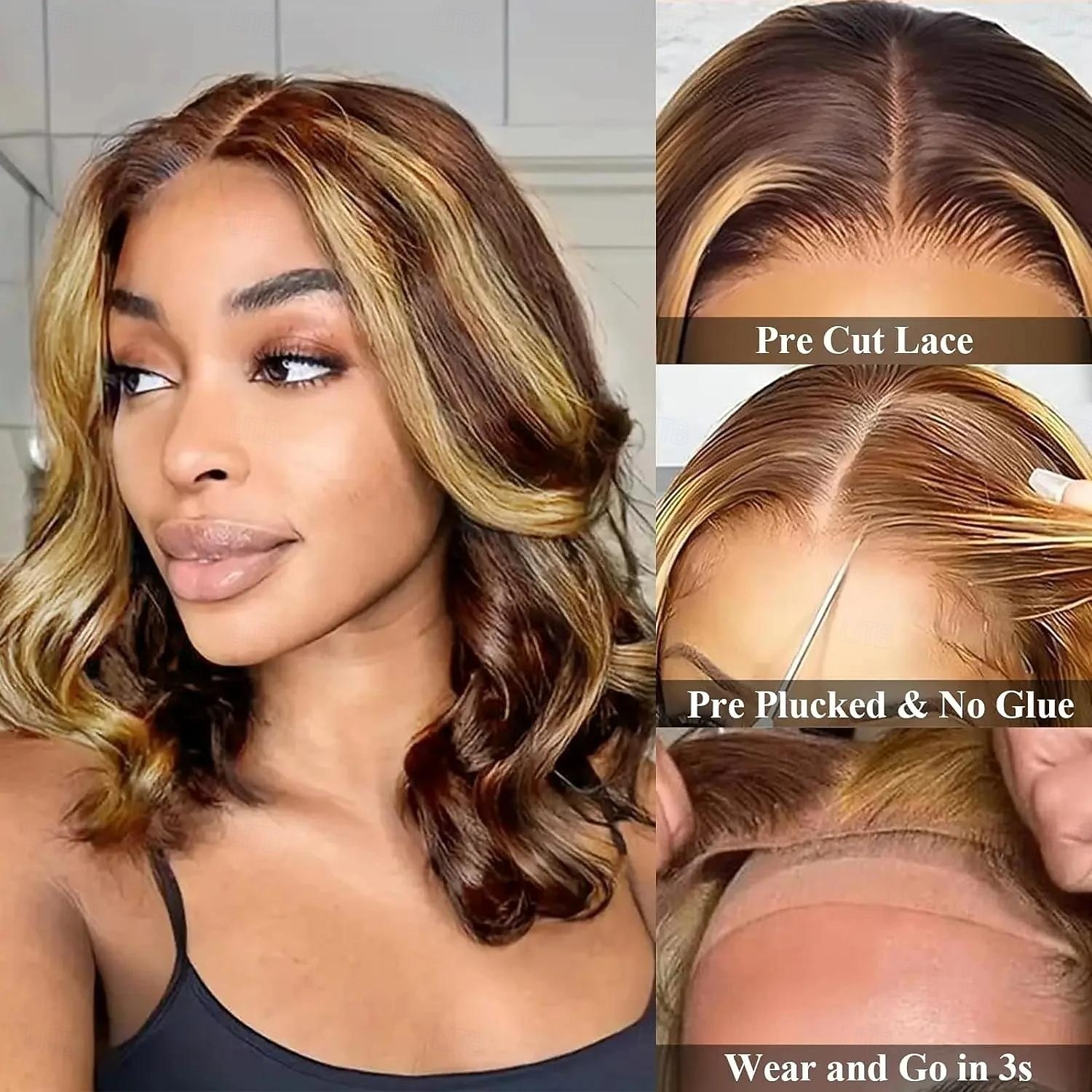 Ekte remy-hår 13x4 blonder foran Parykk Gratis del Brasiliansk hår Krop Bølge Flerfarvet Parykk 150% Hair Tetthet med baby hår limfrie Pre-Plucked Til parykker for svarte kvinner Lang Blondeparykker 2026 - $238.69 –P2