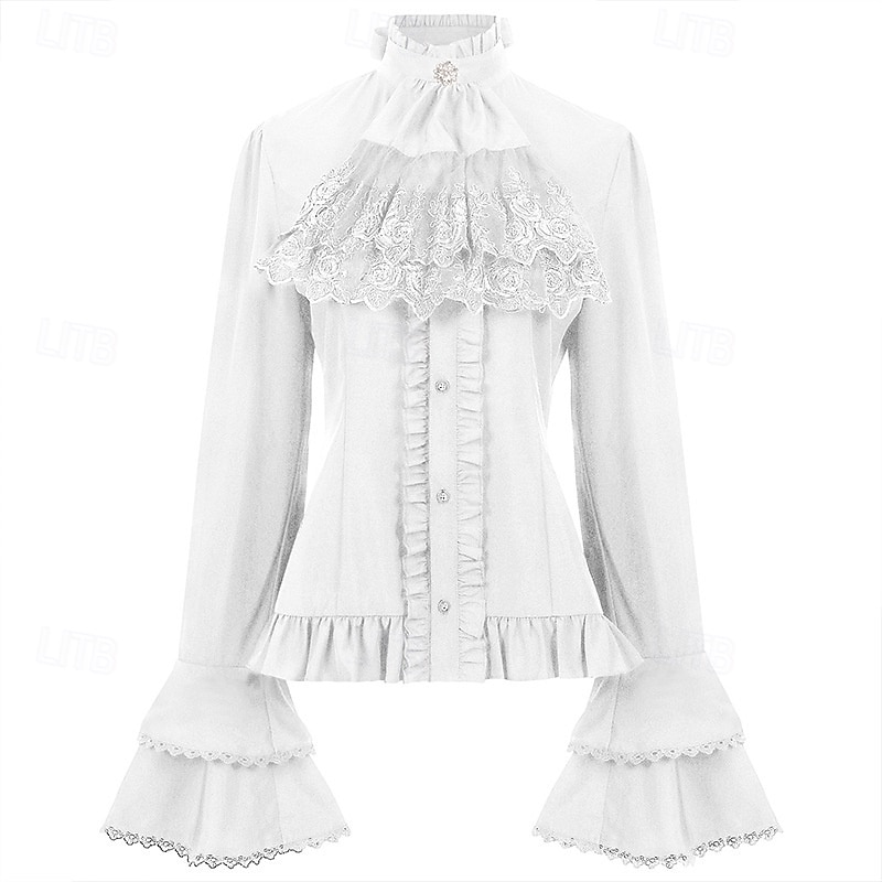 Retro Antiguo Medieval Renacimiento Blusa / Falda Vampiros Pirata Color sólido Mujer Pirata Real Steampunk Mascarada Casual Diario Adulto Camisas 2025 - $39.99 –P9