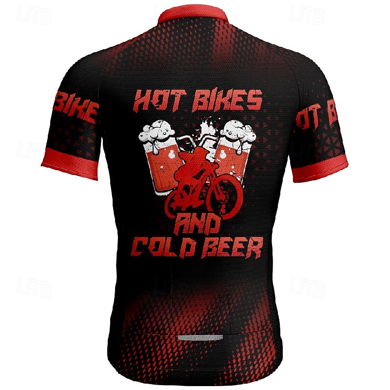 Men's Cycling Jersey Letter & Number Beer Short Sleeve Bike Tee Tshirt Jersey with 3 Rear Pockets Mountain Bike MTB Quick Dry Anatomic Design Wicking Breathable Sports Yellow Red Blue Clothing Apparel 2026 - $30.99 –P14