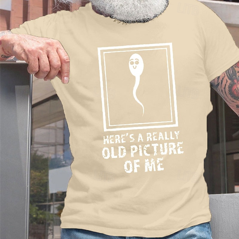 Funny Men's Graphic T-Shirt - 'Here's A Really Old Picture Of Me' Sperm Cell Humor Tee 2025 - $15.99 -P11