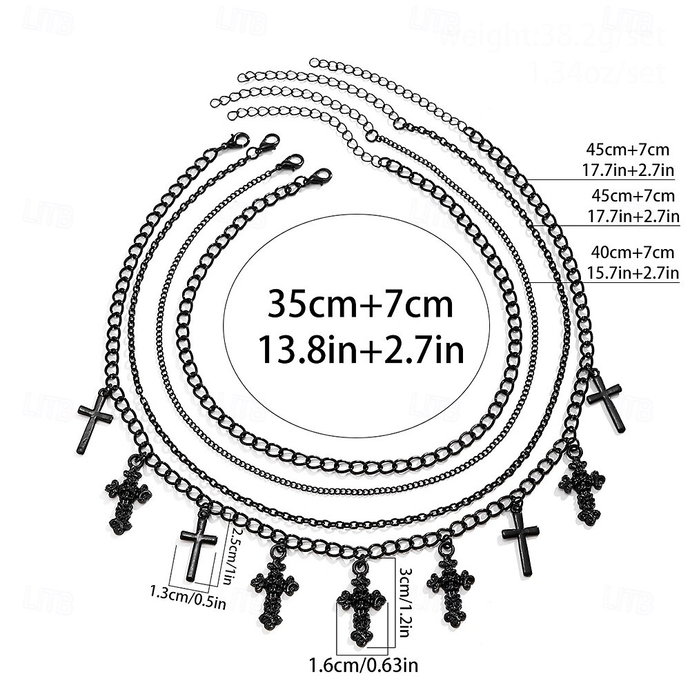 Colares com Pendentes cromada Mulheres Punk Vintage Moda Multi Camadas Forma Geométrica Colar Para Festa dia das Bruxas Rua de 2025 por $15.99 –P1