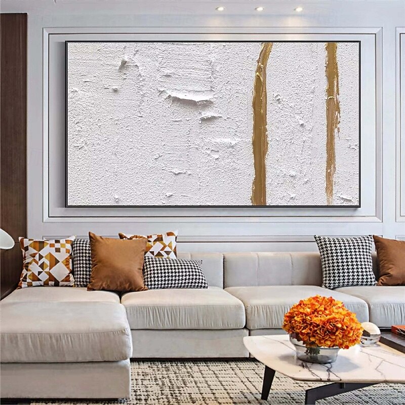 3D-Ölgemälde in Gold, handgefertigt, abstrakt, braun und weiß, Kunst-Ölgemälde auf Leinwand, handgemalt, goldweißes Gemälde, modernes Struktur-Ölgemälde, Wanddekoration für Schlafzimmer, Wohnzimmer, 2025 - $125.99 –P1