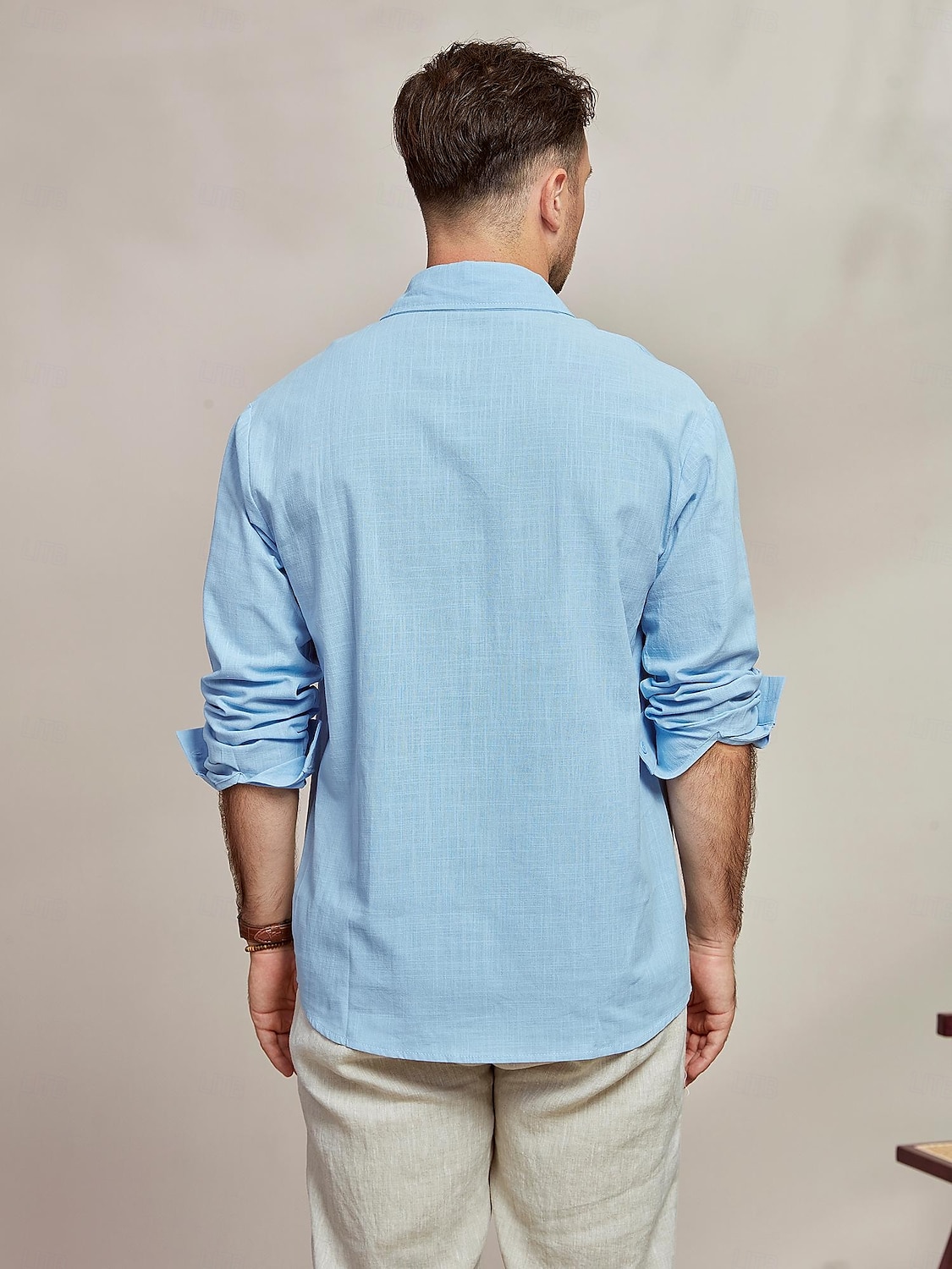Herren Hemd Hemd aus Baumwollleinen Sommerhemd Strandbekleidung Lässiges Hemd Knopfhemd Glatt Casual Täglich Blau Langarm Kargen Frühling Sommer Bekleidung Tasche 2025 - $25.99 –P3