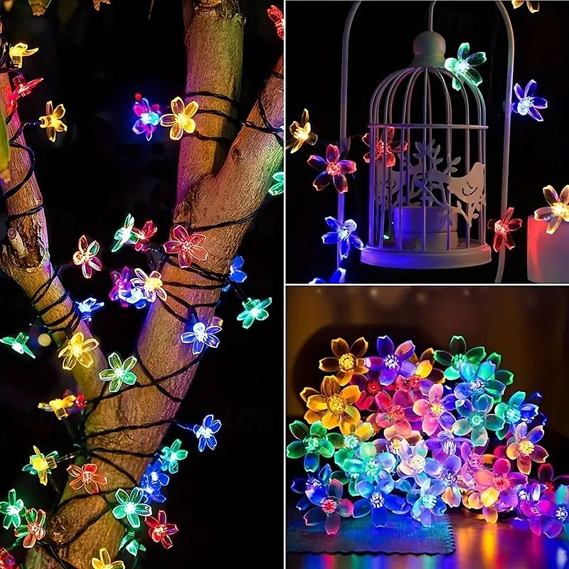 1pc Solar Flower String Lights, Cherry Tree Branch Light Outdoor 6.5M/21FT 30 LED Fairy Light IP65 Waterproof for Garden Fence Patio Yard Party Decor Christmas Halloween Decoration 2025 - $13.99 –P12