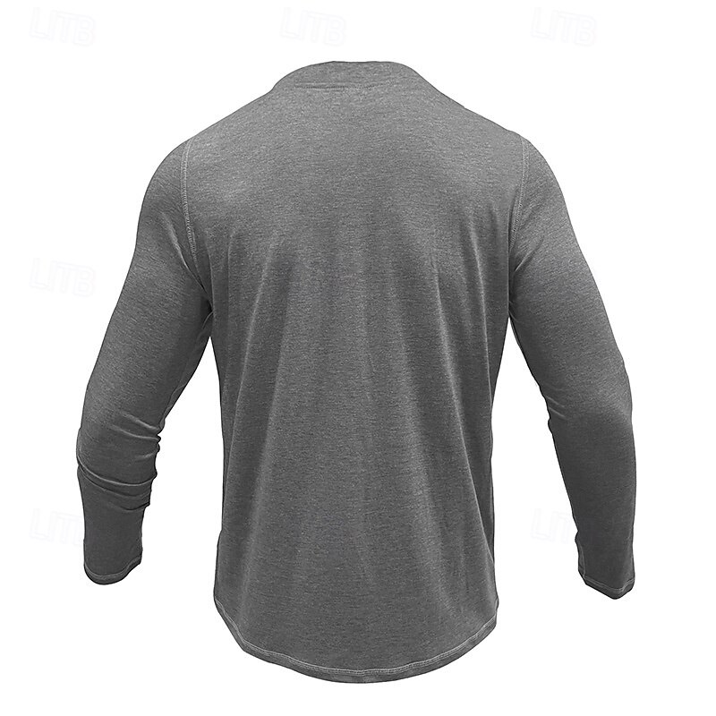 Herren T-Shirt mit Knöpfen T Shirt Henley Hemd T-Shirt Langarm Henley Frühling & Herbst Einfach Mode Designer Basic Urlaub Straße Ausgehen Meerblau Wein Blau Top T-Shirt für Herren 2025 - $26.99 –P15