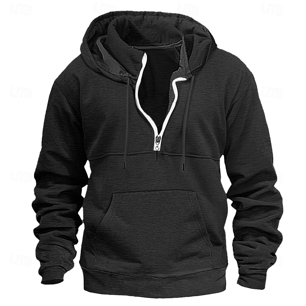Per uomo Felpa con cappuccio Felpa con cappuccio e cerniera a un quarto Felpa con cappuccio tattica Compatto Nero Vino Blu marino Verde scuro Cachi Con cappuccio Liscio Sportivo Giornaliero Per eventi del 2025 a $27.99 –P5