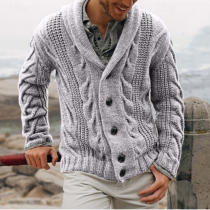 Herren Strickjacke Kurzer Pullover Zip Pullover Reißverschluss Strickpullover Gerippt Stricken Standard Knopf hoch Tasche Glatt Schalrevers Modisch Klassisch Freizeitskleidung Verabredung Bekleidung 2025 - $37.99 –P3