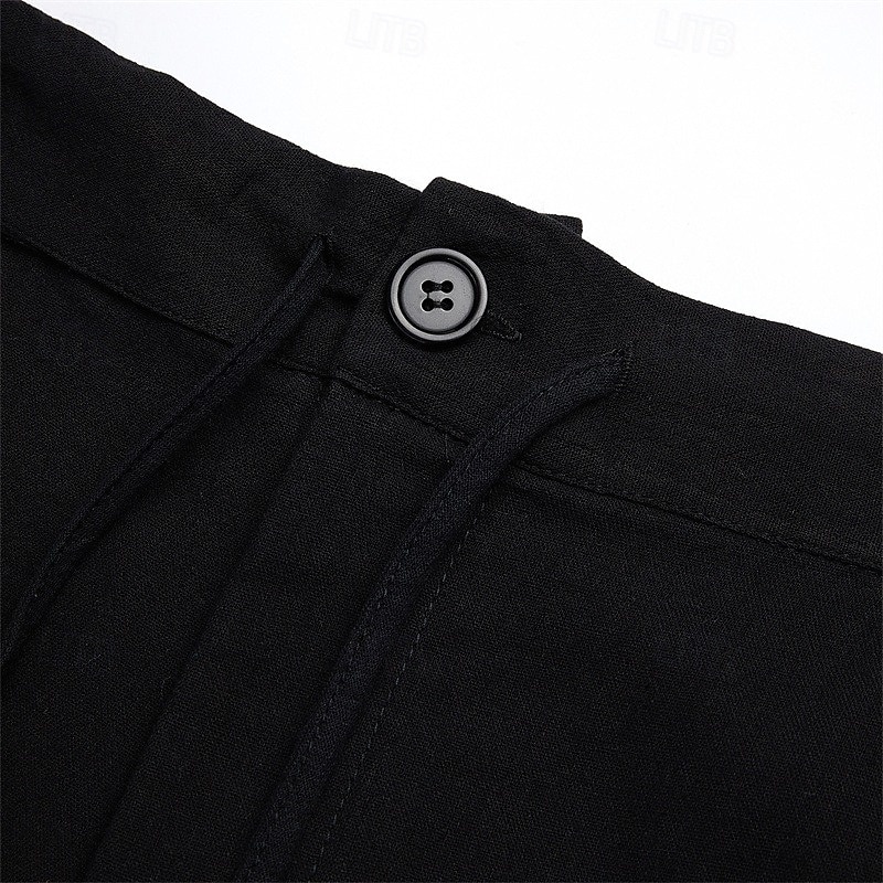 Voor heren Broek Zomerbroek Strandbroeken Trekkoord Breed Been Voorvak Effen Comfort Zacht Casual Dagelijks Modieus Streetwear Zwart Wit Micro-elastisch 2025 - $25.99 –P4