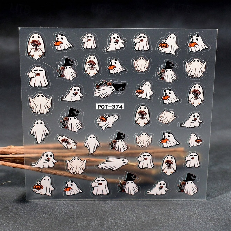 5D embosované nálepky na nehty s halloweenskou dýní – děsivý a detailní dýňový design pro strašidelnou manikúru a nail art 2025 - $6.49 –P2