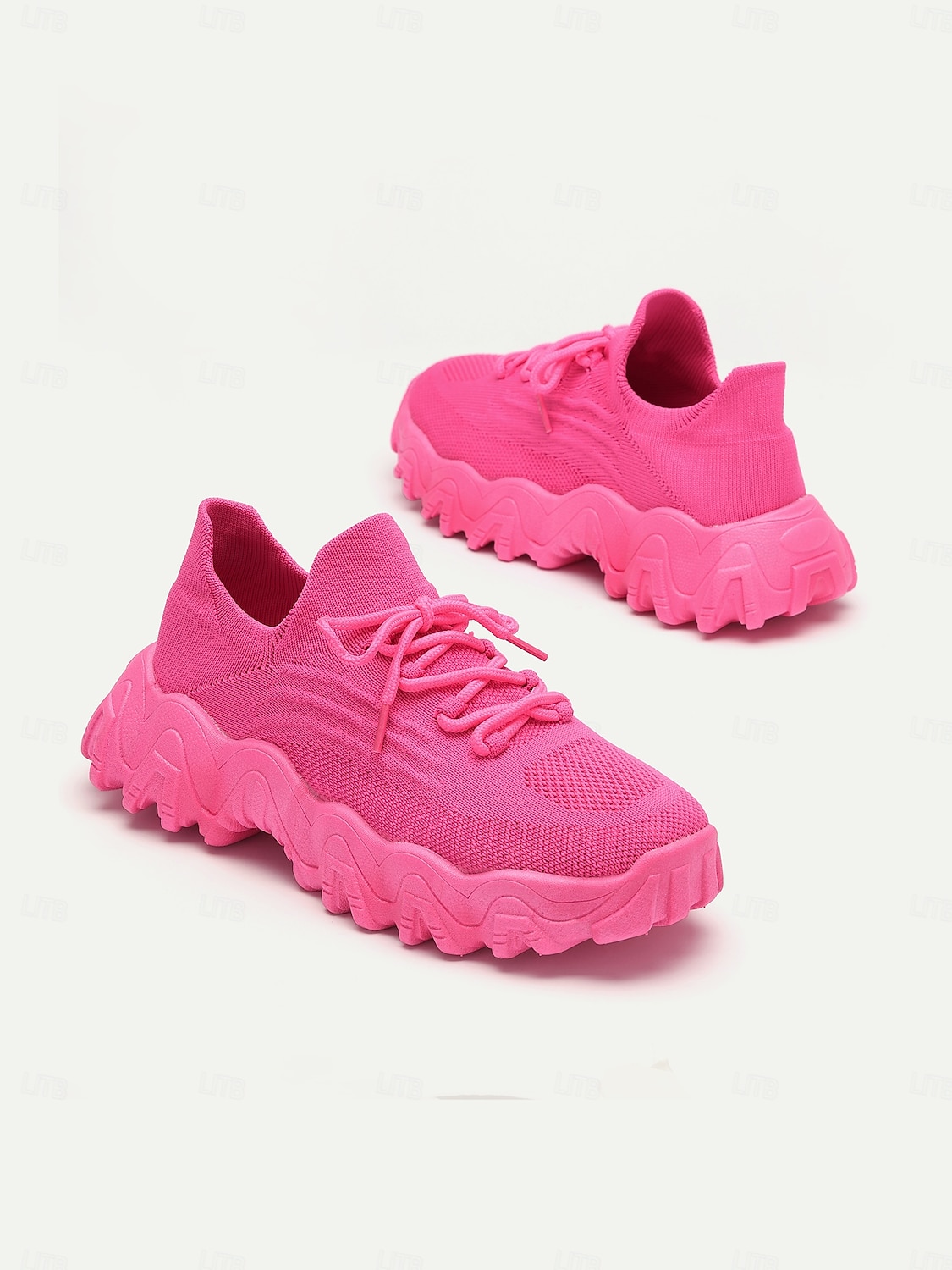 eloisat vaaleanpunaiset naisten paksupohjaiset lenkkarit, jotka sopivat täydellisesti vapaa-aikaan ja urheiluun 2025 - $42.99 –P2