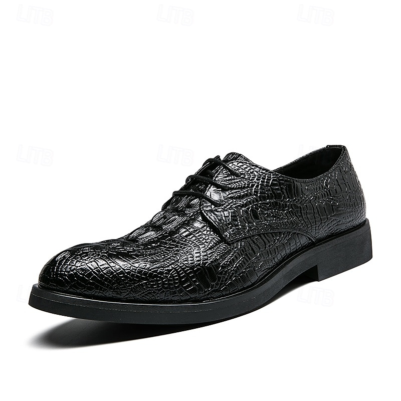 herenschoenen met krokodillenmotief Oxford - imitatieleren veterschoenen voor formele gelegenheden voor zakelijke en speciale gelegenheden 2025 - $42.99 -P6