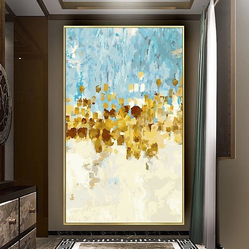 Folienölgemälde, handgemalte abstrakte Goldfoliengemälde, handgemachte reich strukturierte Acrylmalerei, Wandkunst, handgemaltes Kunstwerk, Ölgemälde für Wohnzimmer, Büro, Wanddekoration, 2025 - $94.99 –P11