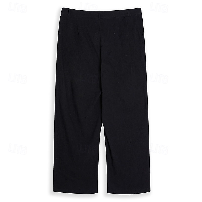 Voor heren Broek Zomerbroek Strandbroeken Trekkoord Breed Been Voorvak Effen Comfort Zacht Casual Dagelijks Modieus Streetwear Zwart Wit Micro-elastisch 2025 - $25.99 –P2