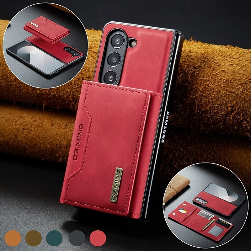 telefone Capinha Para Samsung Galaxy Dobra Z 7 Dobra Z 6 Z Fold 5 Z Fold 4 Z Fold 3 Capa traseira Com Suporte Destacável Magnética Retro TPU PC Couro PU de 2025 por $18.99 –P8
