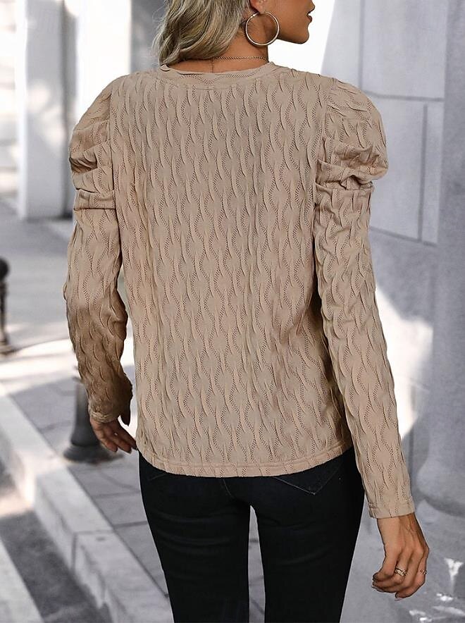 Women's Blouse Elegant Vintage Stylish Long Sleeve V Neck Work Daily Khaki Spring Fall Winter 2025 - $29.99 –P2