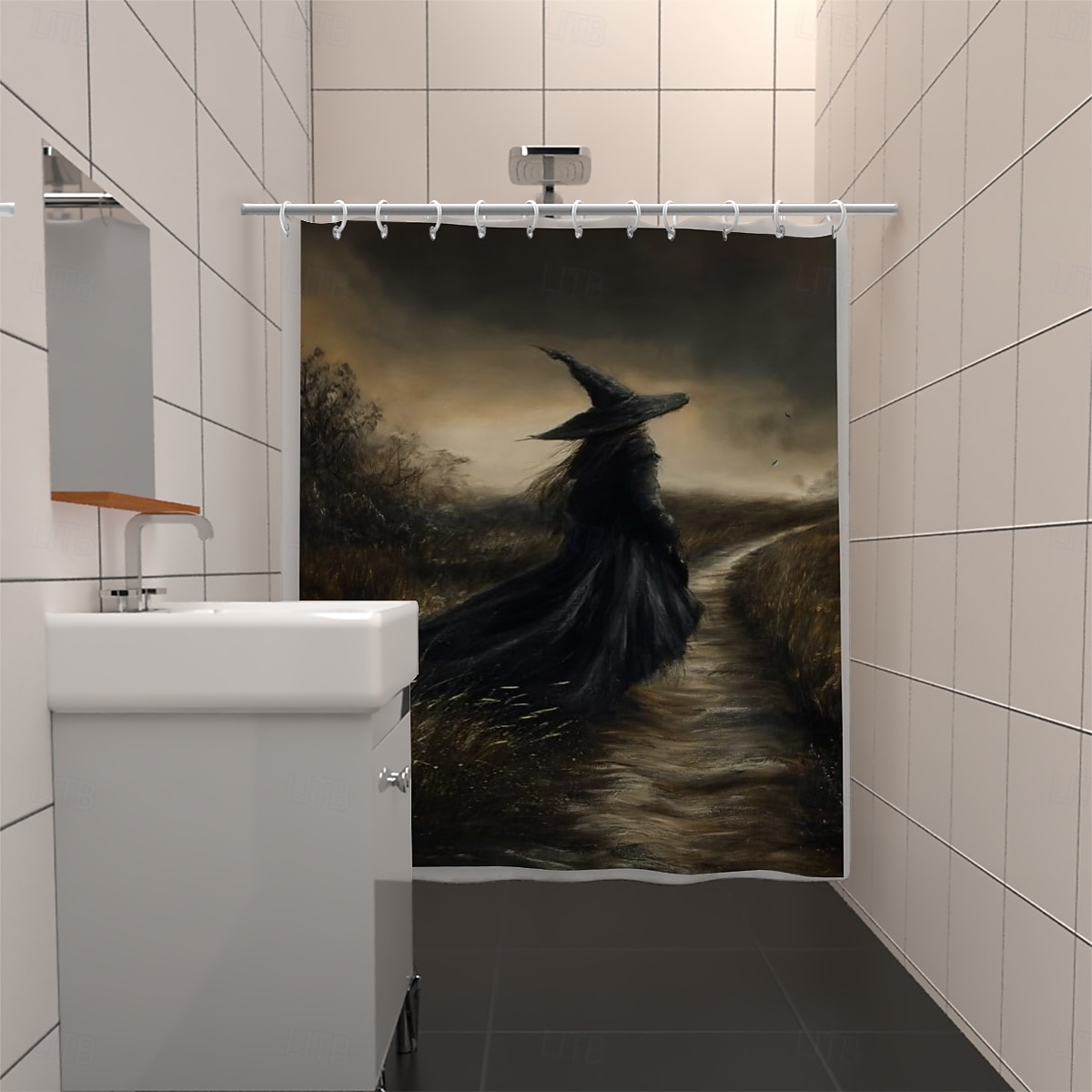 Halloween Flower Witch Shower Curtain Modern Machine Washable Waterproof Polyester Fabric Used for Bathroom Decoration Bathtub with 12 Hooks 2025 - $23.99 –P12