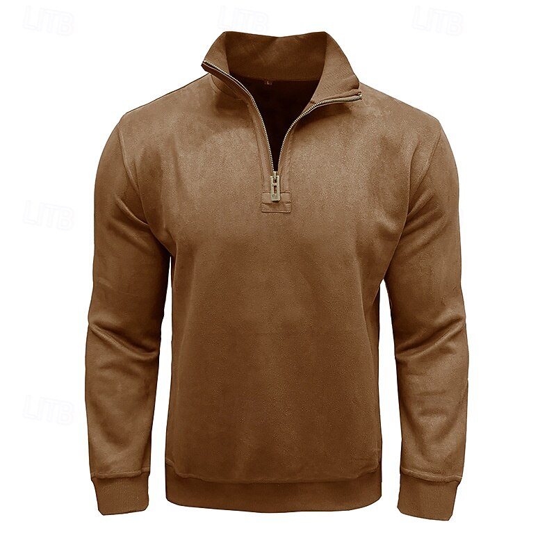 Men's Sweatshirt Quarter Zip Sweatshirt Black Army Green Royal Blue Brown Khaki Half Zip Plain Half Zip Sports & Outdoor Daily Holiday Polyester Streetwear Basic Casual Fall & Winter Clothing Apparel 2026 - $42.99 –P18