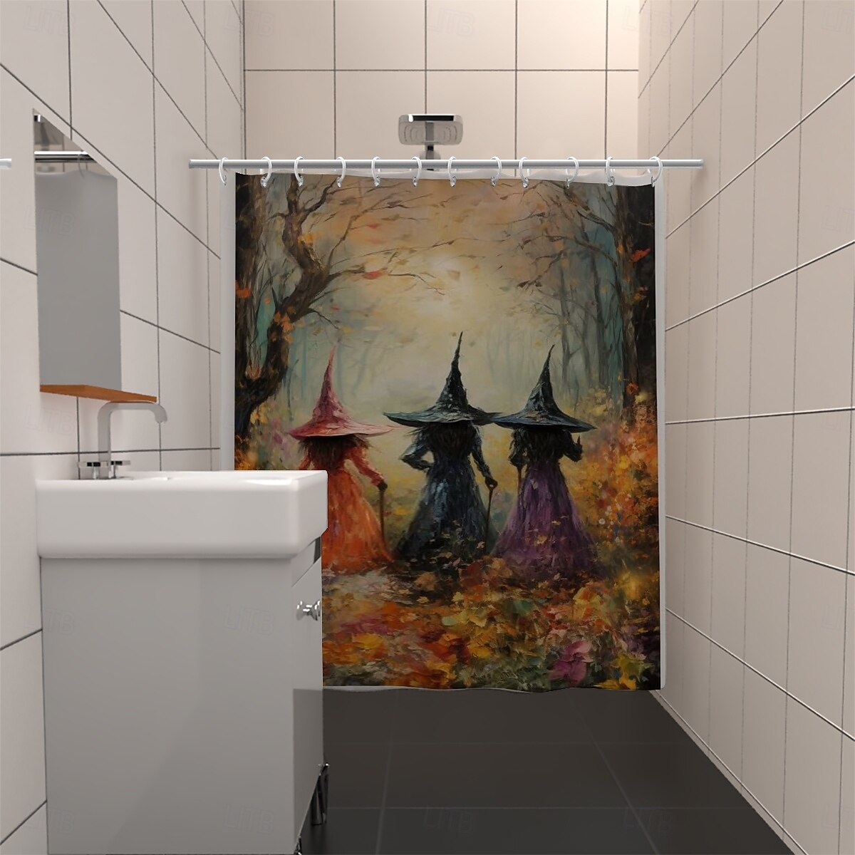 Halloween Flower Witch Shower Curtain Modern Machine Washable Waterproof Polyester Fabric Used for Bathroom Decoration Bathtub with 12 Hooks 2025 - $23.99 –P5
