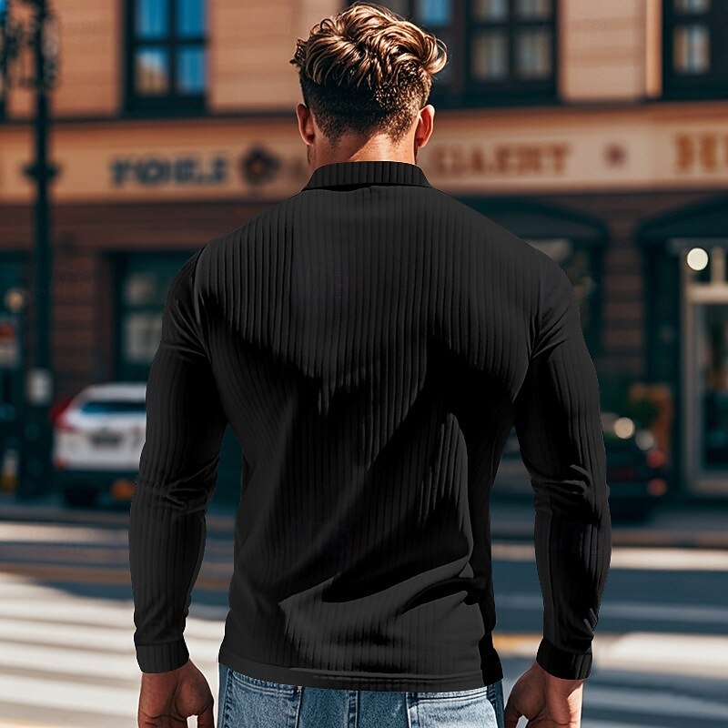 Herren Golfshirt Golf Poloshirts Lässig Arbeit Revers Langarm Basic Modern Einfach Knöpfe Frühling & Herbst Normale Passform Weiß Golfshirt 2026 - $21.99 –P12