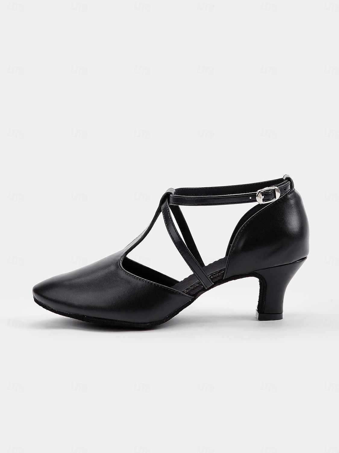scarpe da ballo in similpelle nera con cinturino incrociato – comode scarpe col tacco da ballo latino e da sala da ballo da donna del 2025 a $32.99 –P3