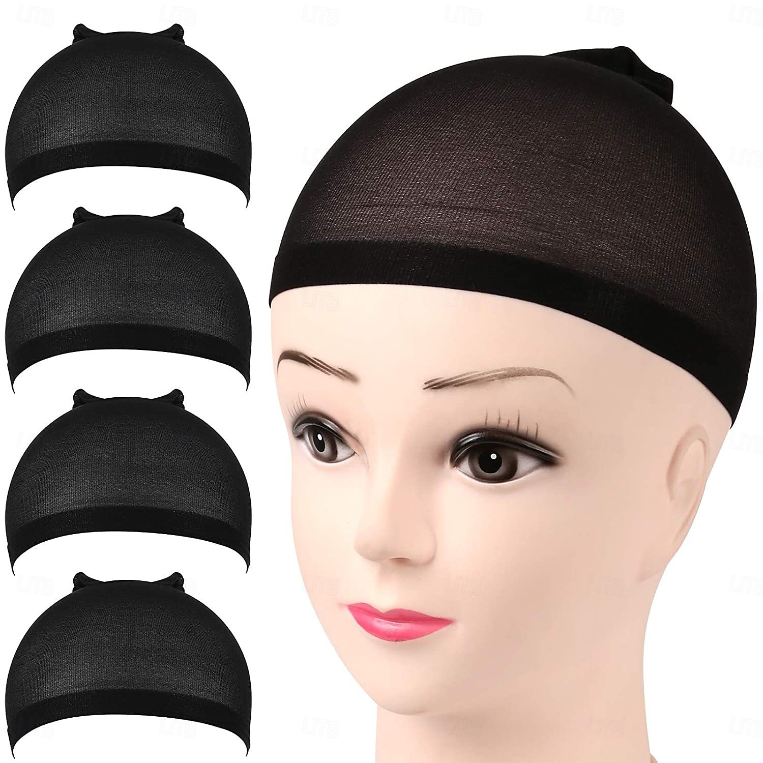 6 stk sorte strømpehetter for parykker, elastiske parykkhetter i nylon for kvinner, jenter, barn, strømpehetter 2025 - $7.99 –P2