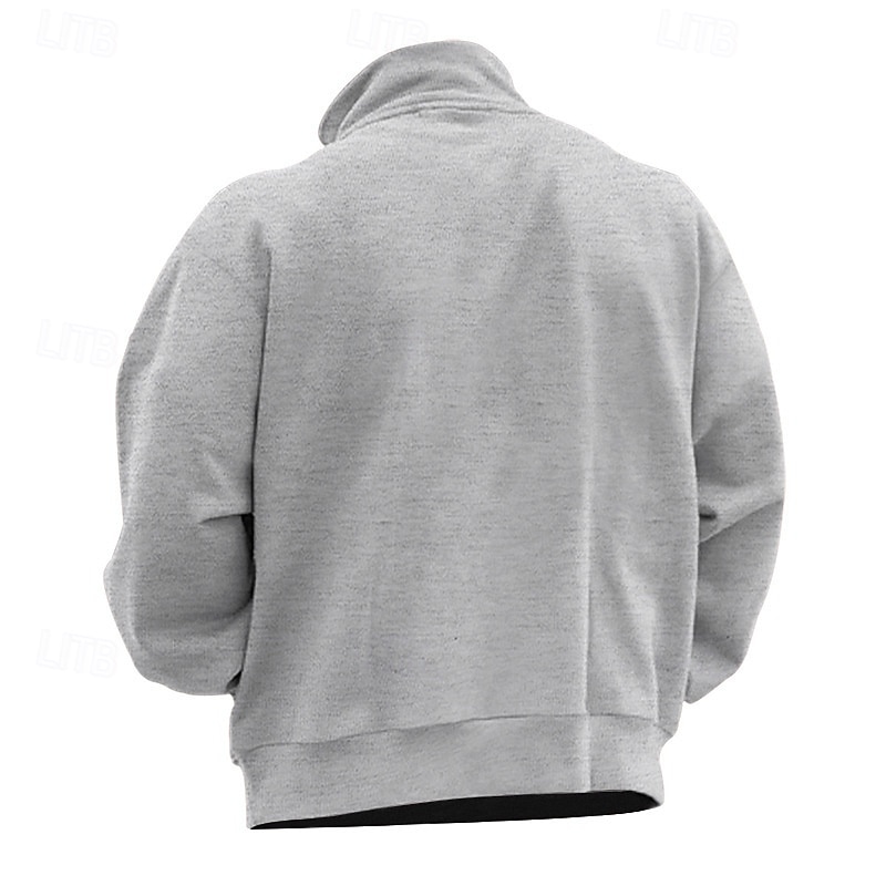 Men's Sweatshirt Polar Fleece Quarter Zip Sweatshirt Apricot Black White Wine Red Half Zip Plain Sports & Outdoor Daily Holiday Streetwear Basic Casual Fall & Winter Clothing Apparel Hoodies 2025 - $28.99 –P11