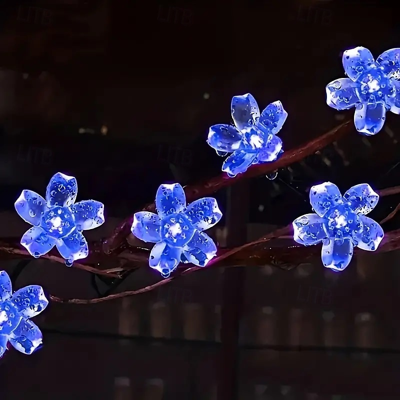 1pc Solar Flower String Lights, Cherry Tree Branch Light Outdoor 6.5M/21FT 30 LED Fairy Light IP65 Waterproof for Garden Fence Patio Yard Party Decor Christmas Halloween Decoration 2025 - $13.99 –P2