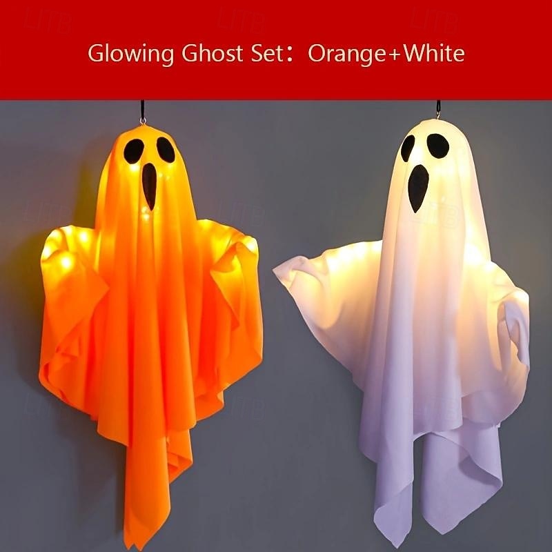 1pc Halloween Decorations Lighted Ghost Hanging Light Porch, Adjustable Arms for Glass Window, Indoor & Outdoor Tree Decor - Festive Atmosphere Decorative Light with 3 Lighting Modes (White & Orange) 2026 - $6.49 –P11