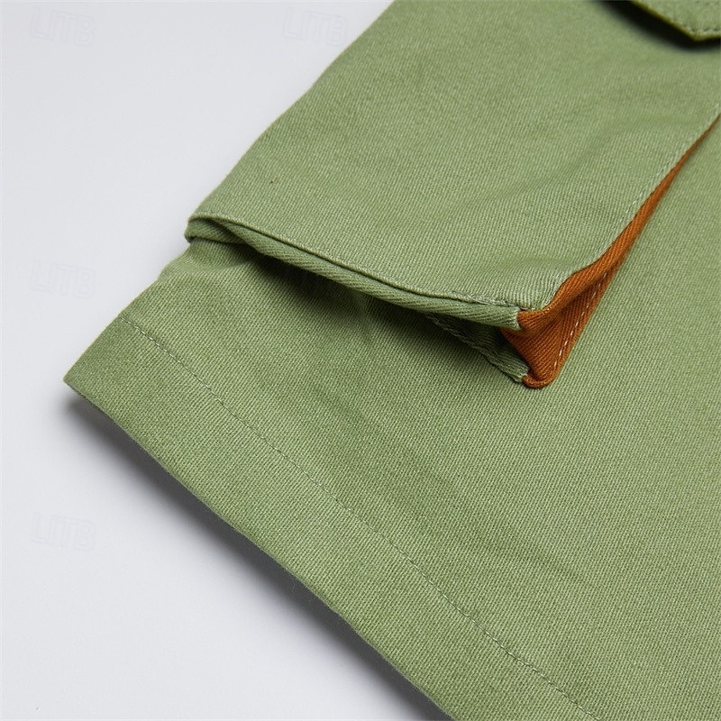 Men's Cargo Shorts Shorts Casual Shorts Zipper Pocket Multi Pocket Straight Leg Plain Comfort Knee Length Casual Daily Holiday Fashion Streetwear Black Green Micro-elastic 2025 - $29.99 –P4