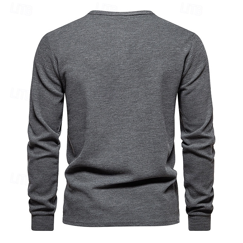Hombre Camiseta con botones Camiseta Henley Shirt Tee Manga Larga Henley Primavera & Otoño Plano Moda Design Básico Vacaciones Calle Noche Negro Blanco Gris oscuro Camiseta superior para hombre 2025 - $10.39 –P5