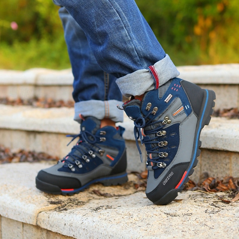 Botas de senderismo impermeables para hombre con cordones rojos: calzado de exterior duradero para terrenos difíciles 2025 - $99.99 –P3