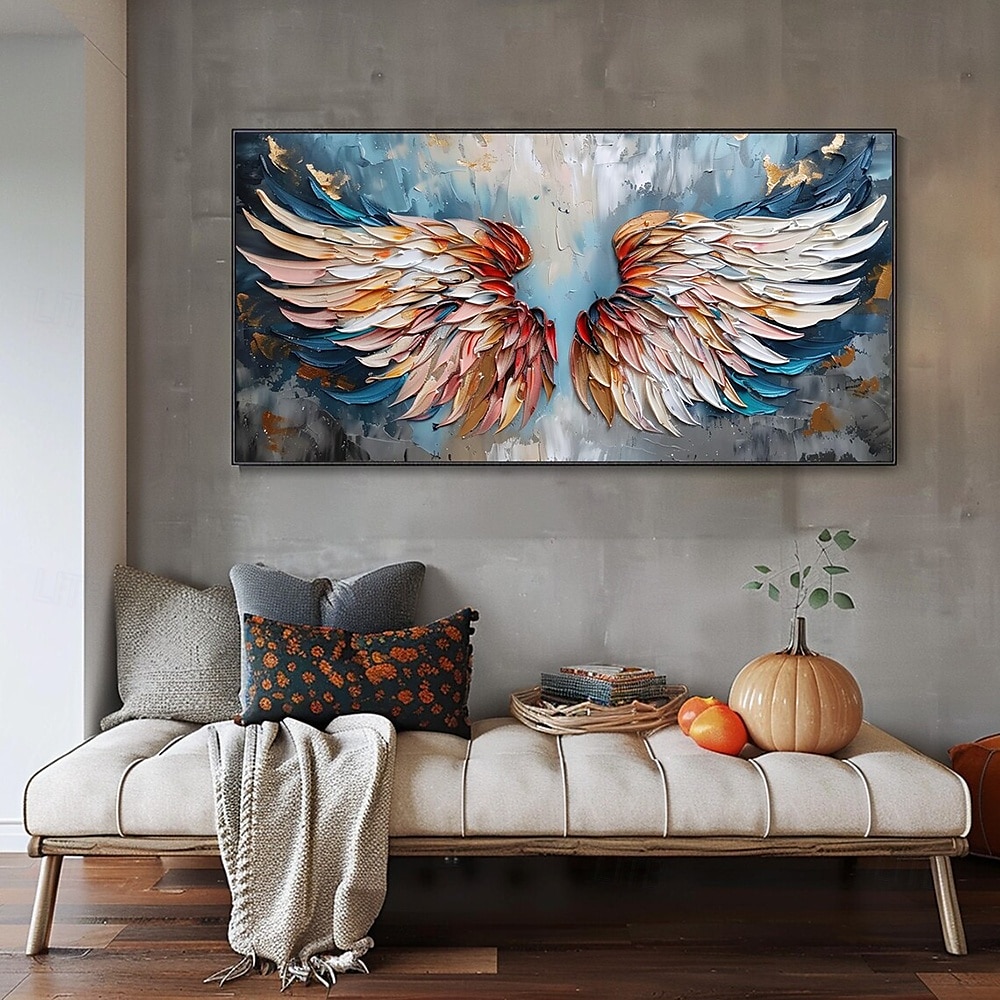 Mintura Handmade Abstract Wings Oil Paintings On Canvas Wall Art Decoration Modern Abstract Feather Picture For Home Decor Rolled Frameless Unstretched Painting 2025 - $75.99 –P4