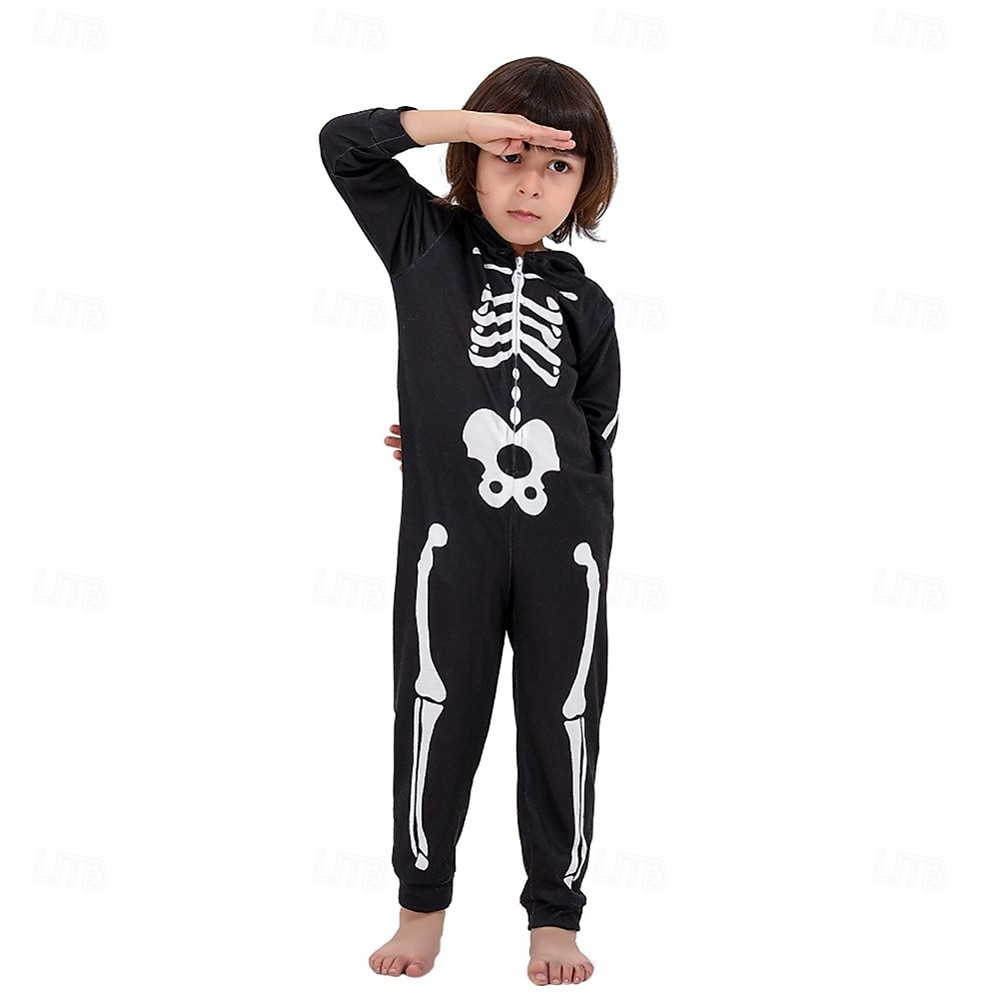 Couples Skull Skeleton Costume Kigurumi Pajamas Halloween Group Family Costumes Kid's Adults' Unisex Party Home Wear Halloween Carnival Easy Halloween Costumes 2025 - $46.08 –P5