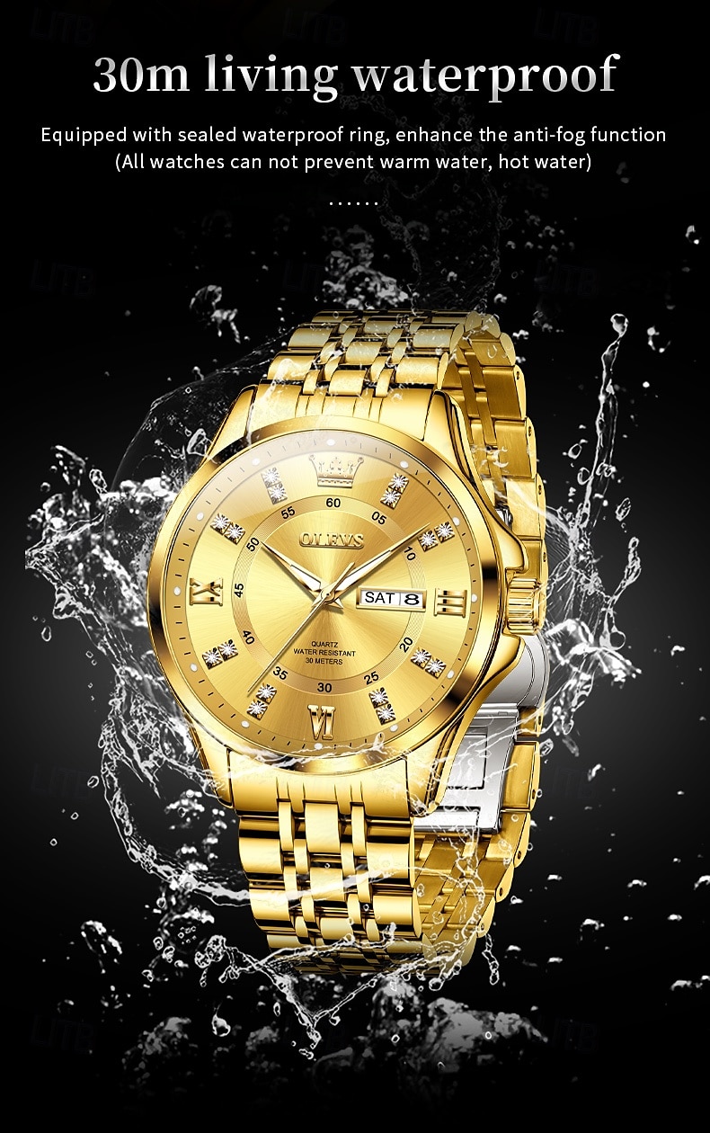 OLEVS 3620 Men Watch Stainless Steel Business Dual Calendar Waterproof Quartz Watch Luxury Brand Diamond Men Watch 2024 - $31.99 –P10