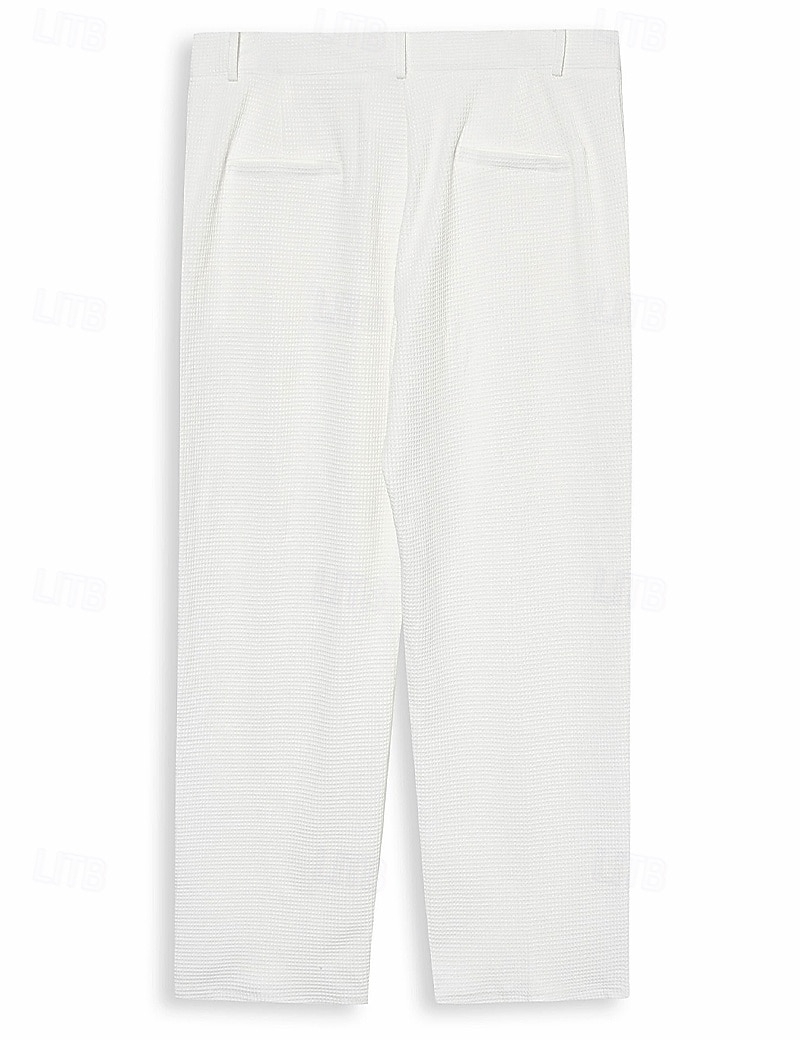 Homme Pantalons Dress Pants works Slacks Pantalons de Costume Pantalon gaufré Poche Avant Jambe Droite Uni Confort Longueur complète Affaires Quotidien Fête Mode Chic & Moderne Noir Blanche Élastique de 2026 ? $31.99 –P5