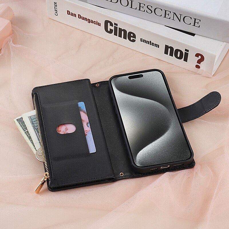 2025年 電話 ケース 用途 iPhone 16 iPhone 15 14 Pro Max Plus iPhone 13 12 11 Pro Max Mini ウォレットカードケース 磁石バックル ジッパ- ストラップ付き レトロ風 幾何学模様 TPU PUレザー コレクション – $24.99 –P3